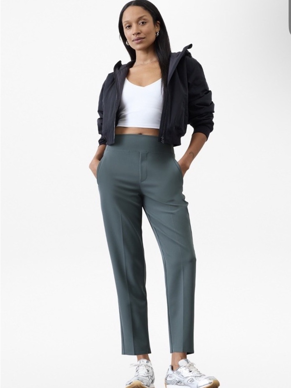 Athleta slim city pant grey teal green color High-Rise Tapered Women’s Pants